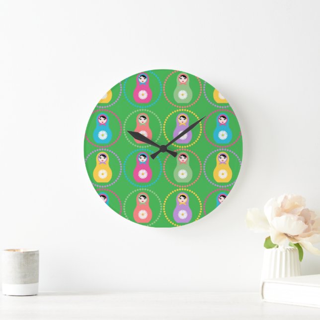 Daisyflower Matryoshka Large Clock (Home)