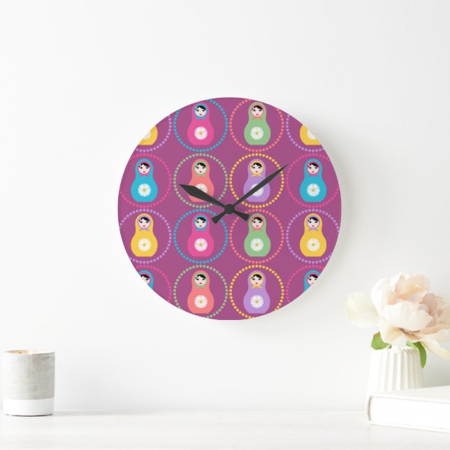 Daisyflower Matryoshka Large Clock (Home)