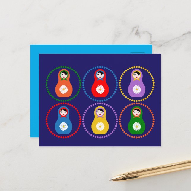 Daisyflower Matryoshka Postcard (Front/Back In Situ)