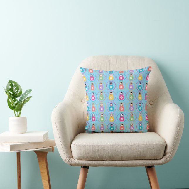 Daisyflower Matryoshka Throw Pillow (Chair)