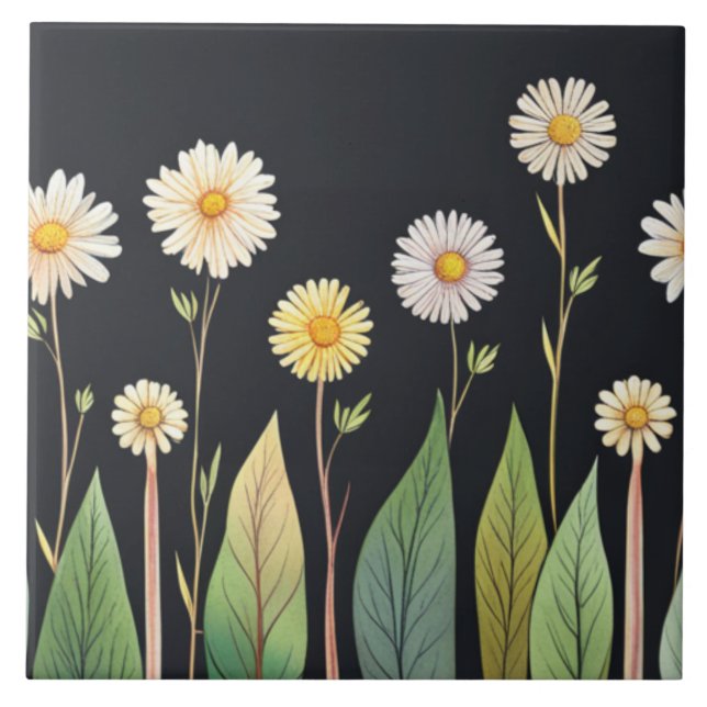 Daisy's In the Night Ceramic Tile (Front)