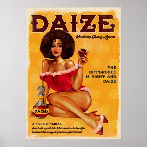 Daize Bordeaux Cherry Liqueur Vintage Pinup Ad Poster