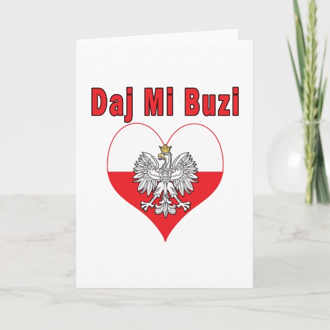 Daj Mi Buzi Eagle Heart Holiday Card (Front)