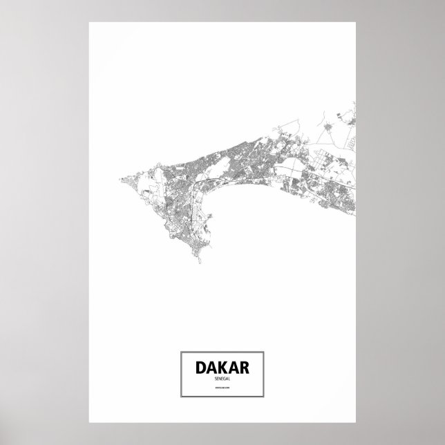 Dakar, Senegal (black on white) Poster (Front)