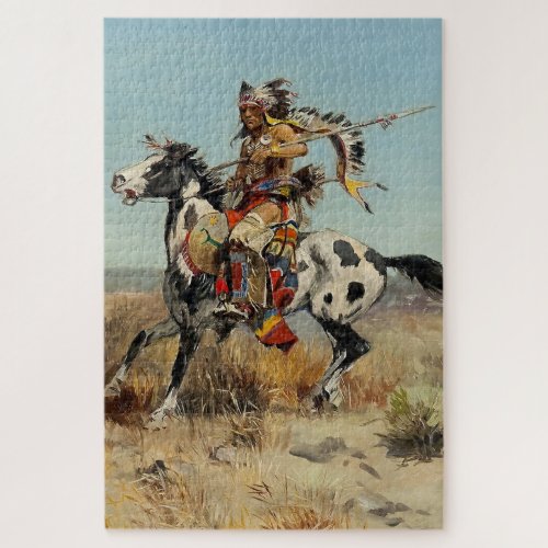 Dakota Chief by Charles M Russell Jigsaw Puzzle