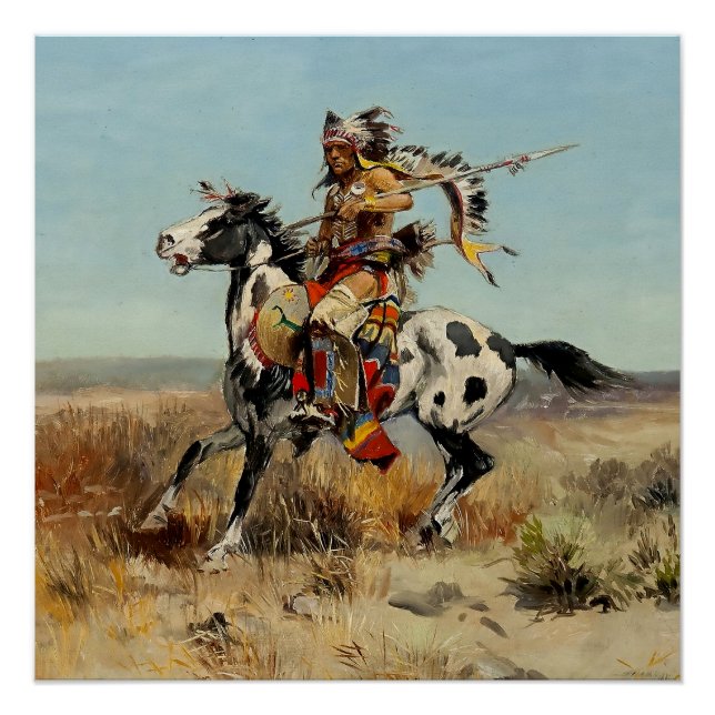“Dakota Chief” Western Art by Charles M Russell Poster (Front)