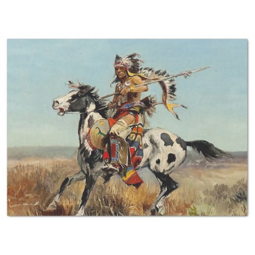 Dakota Chief Western Art by Charles M Russell Tissue Paper