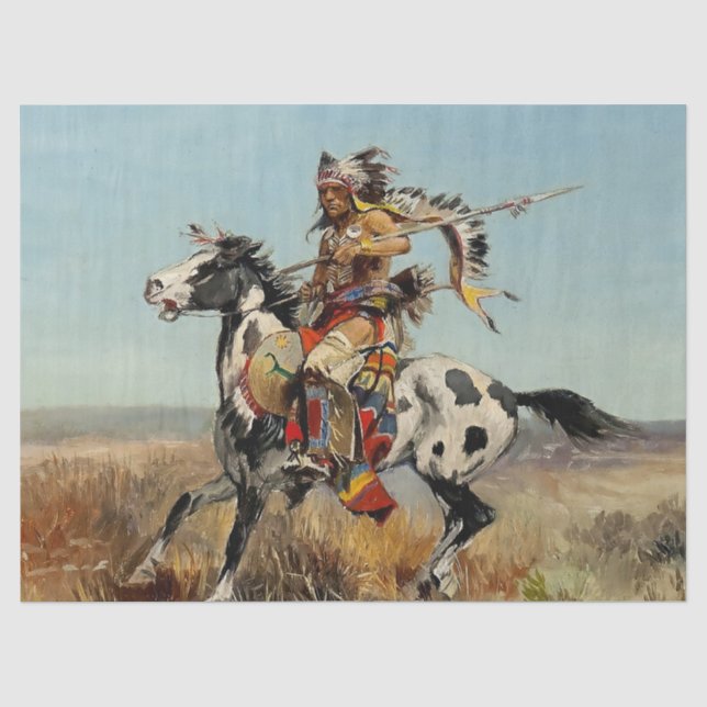 “Dakota Chief” Western Art by Charles M Russell Tissue Paper (Front)