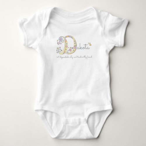 Dakota girls D name meaning monogram baby apparel Baby Bodysuit