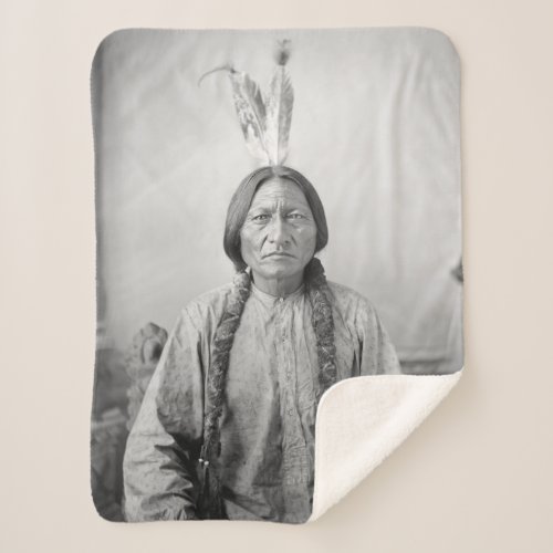 Dakota Leader Sitting Bull Native American Indian  Sherpa Blanket