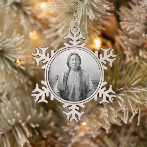 Dakota Leader Sitting Bull Native American Indian  Snowflake Pewter Christmas Ornament