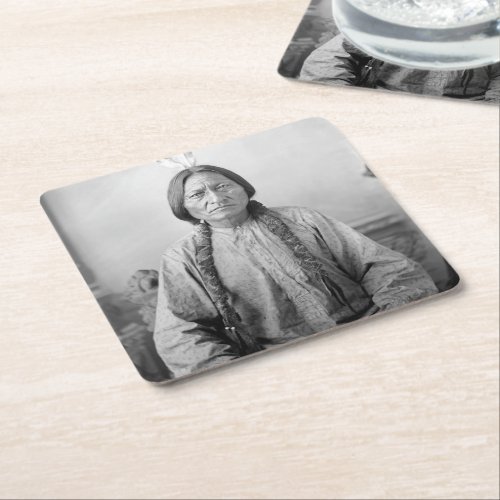 Dakota Leader Sitting Bull Native American Indian  Square Paper Coaster