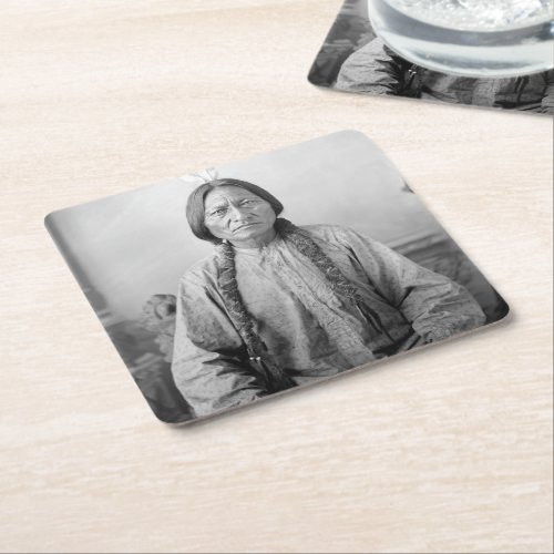 Dakota Leader Sitting Bull Native American Indian  Square Paper Coaster