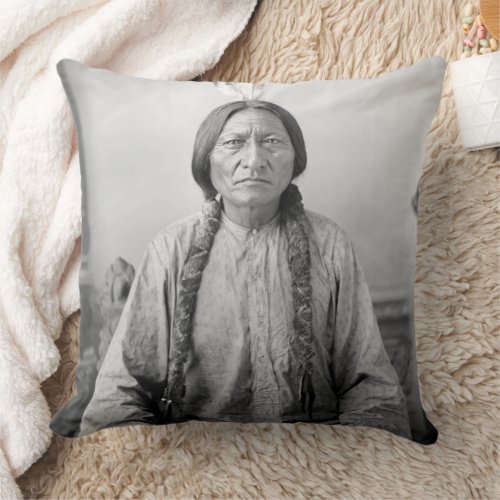 Dakota Leader Sitting Bull Native American Indian  Throw Pillow