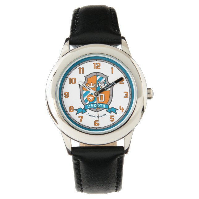 Dakota letter D name meaning crest wolf orange Watch (Front)