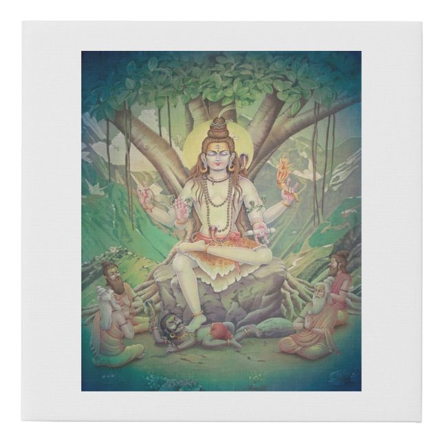 Dakshinimurti Shiva-the supreme tecaher - Adi Guru Faux Canvas Print (Front)