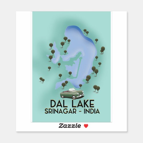 Dal LakeSrinagarIndia travel poster Map Sticker