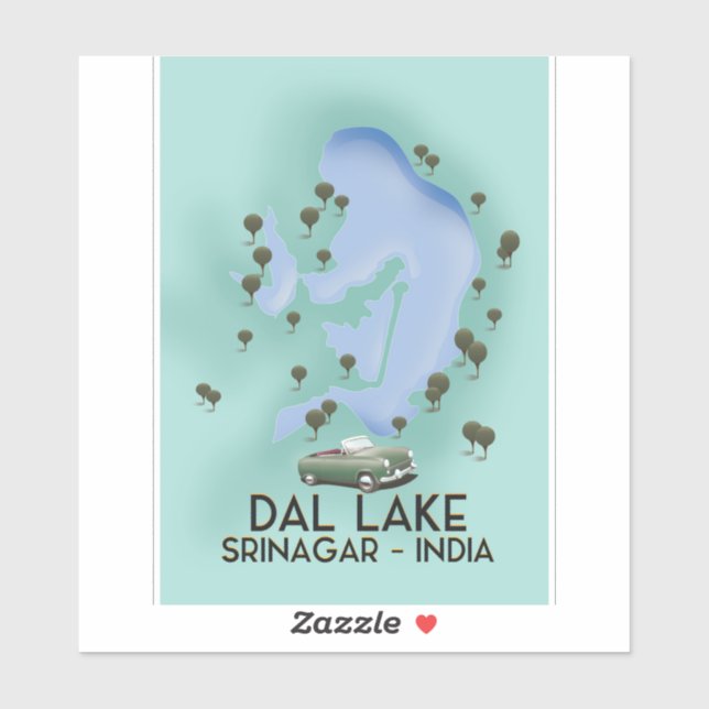 Dal Lake,Srinagar,India travel poster Map Sticker (Sheet)