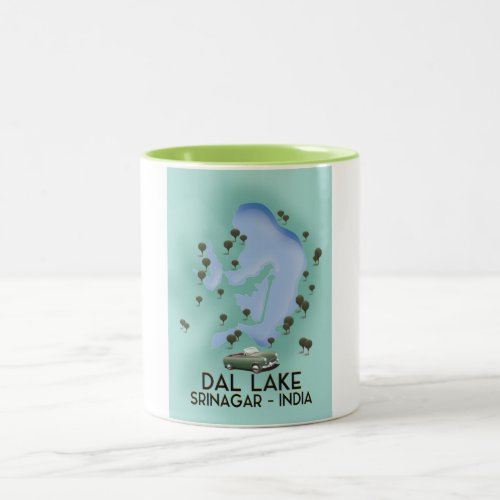 Dal LakeSrinagarIndia travel poster Map Two_Tone Coffee Mug