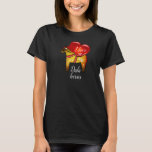 Dala folk horse, black/red/yellow/white red heart T-Shirt
