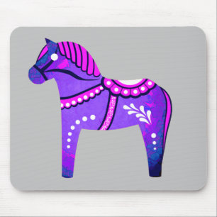 Dala folk horse blue/pink/purple/black horse mouse pad