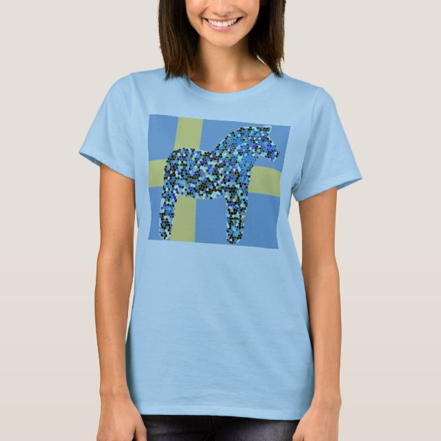 Dala Horse and Swedish Flag T-shirt copy (Front)