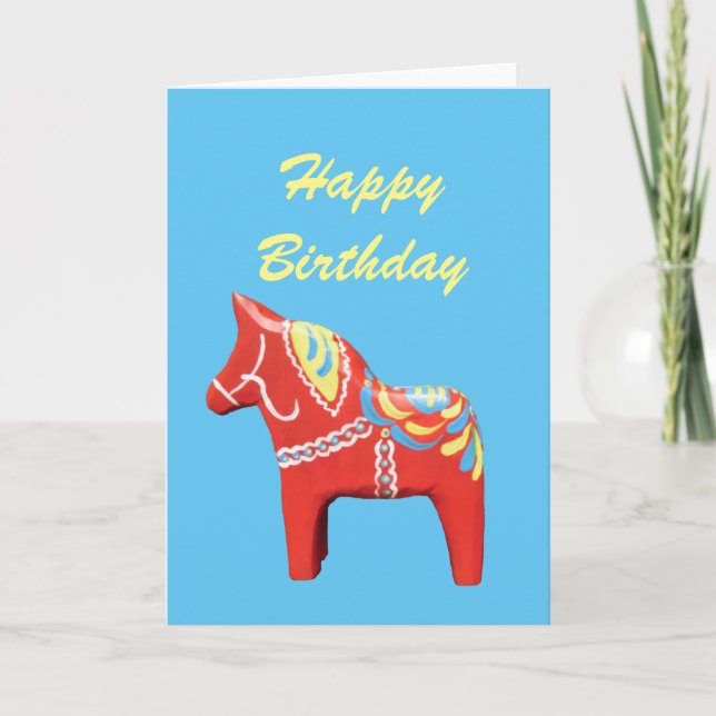 Dala Horse Birthday Card (Front)