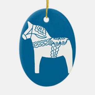 Dala Horse Blue Ceramic Ornament