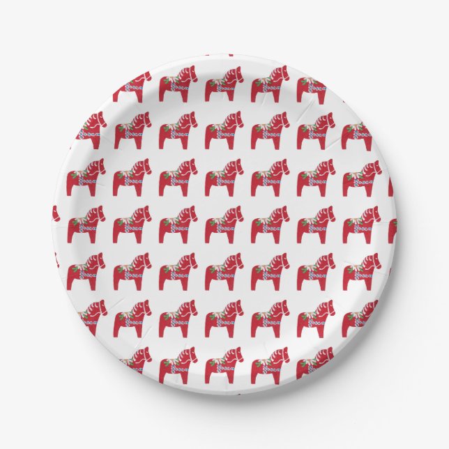 Dala Horse by Julia Persson-Morrill Paper Plate (Front)