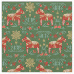 Dala Horse Christmas Folk Fabric
