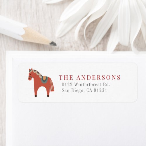 Dala Horse Christmas Holiday Return Address Label