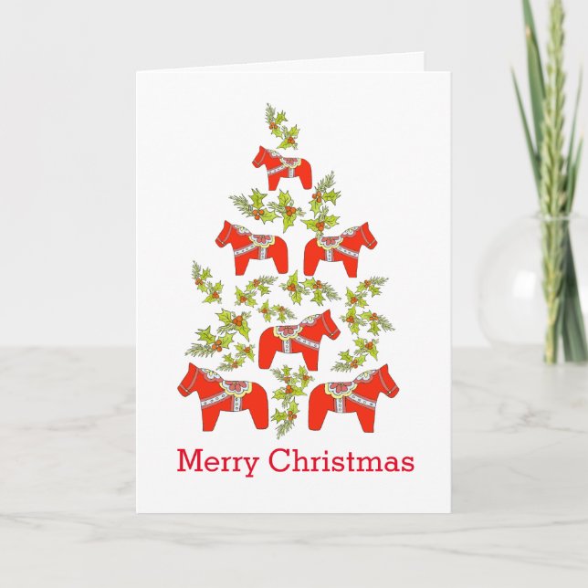 Dala Horse Christmas Tree Card (Front)