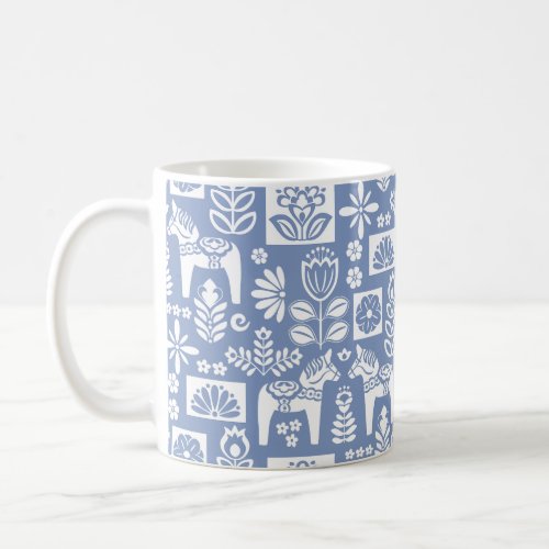 Dala Horse Collage Periwinkle Coffee Mug