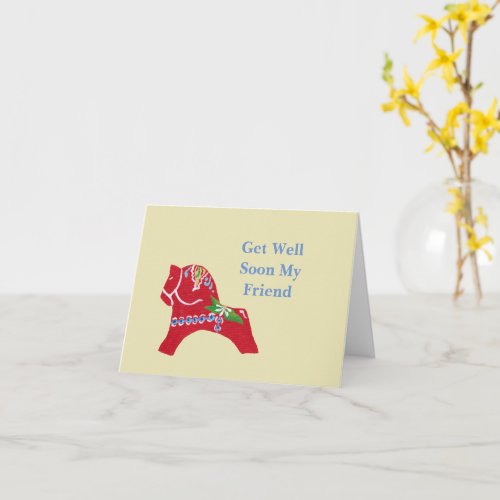 Dala Horse Get Well Friendship Card