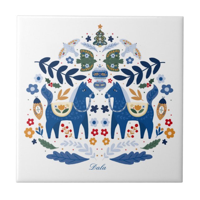 Dala Horse - Home Sweet Home Ceramic Tile (Front)