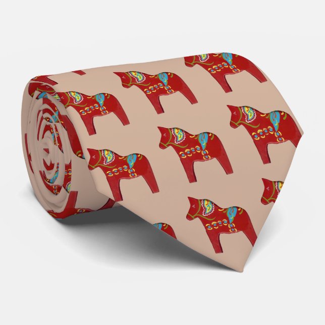Dala Horse Necktie (Rolled)