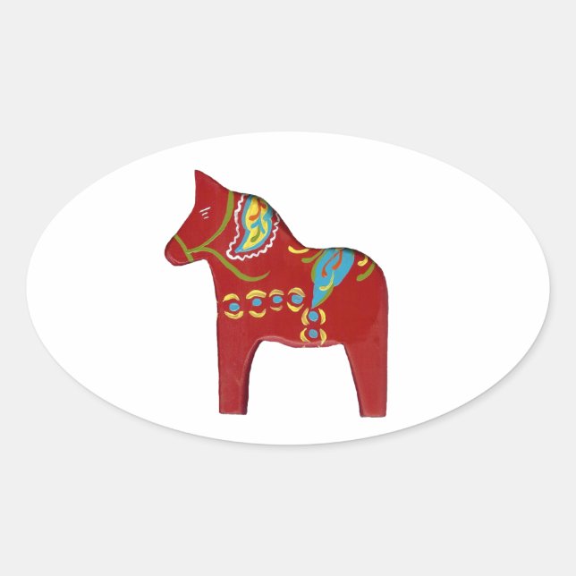 Dala Horse Oval Sticker (Front)