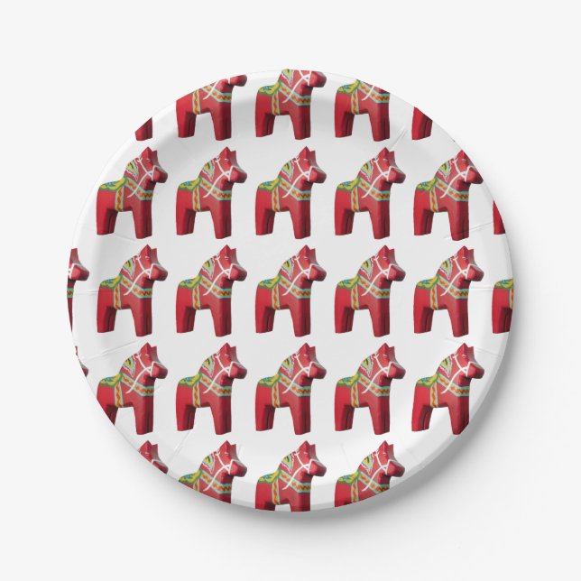 Dala Horse Paper Plate (Front)