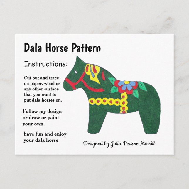 Dala Horse Pattern to Share Holiday Postcard (Front)