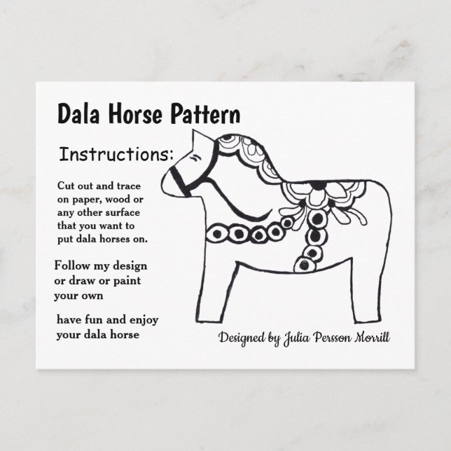 Dala Horse Pattern to Share Holiday Postcard (Front)
