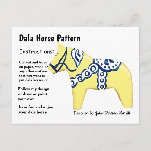 Dala Horse Pattern to Share Holiday Postcard
