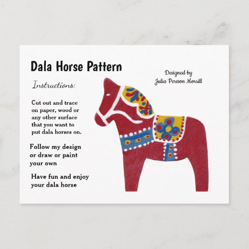 Dala Horse Pattern to Share Holiday Postcard
