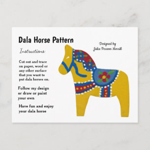 Dala Horse Pattern to Share Holiday Postcard