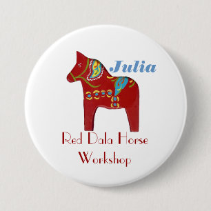 Dala Horse Personalized Name Tag Button