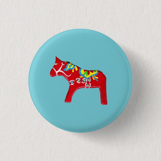 Dala Horse Pinback Button (Front)