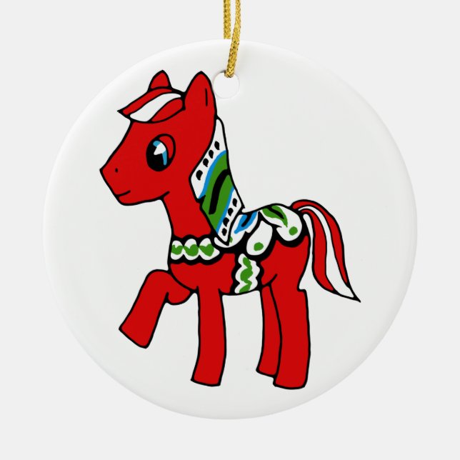 Dala Horse Pony Ceramic Ornament (Front)