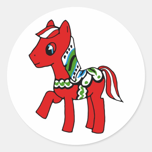 Dala Horse Pony Classic Round Sticker (Front)