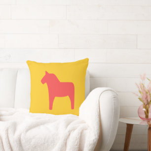 Dala Horse Red Throw Pillow