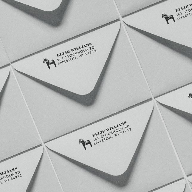 Dala Horse Return Address Self-inking Stamp (Dala horse themed return address stamp)