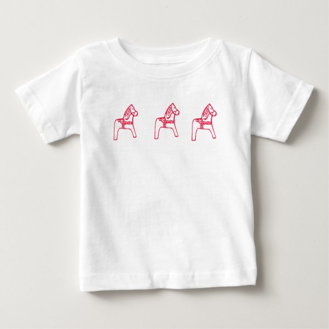Dala Horse Ruffle Dress Baby T-Shirt (Front)